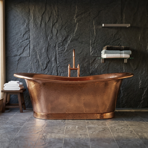 Bañera Ovalada de Cobre Martillado de Lujo, Independiente, Rústica, Ecológica, para Baño Interior, Spa, Artesanía India, para Adultos - Product Image 4
