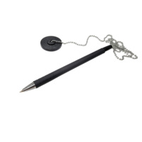 Stylo de bureau sécurisé avec chaîne et base adhésive, anti-perte, pour comptoir, banque, hôtel, bureau, réception, enregistrement