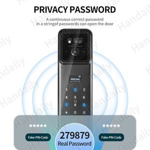 Serrure Intelligente Tuya Handily avec 2 Caméras, Reconnaissance Faciale 3D, Voix Russe, Déverrouillage par Carte, Empreinte Digitale et Palme pour Porte Principale - Product Image 4