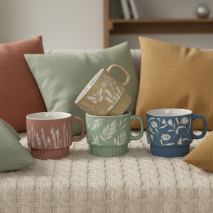 Tazas de Café de Porcelana con Diseño Floral Clásico, Reutilizables, Aptas para Lavavajillas y Microondas, Ideales para Regalos y Fiestas, en Caja de Regalo - Product Image 2