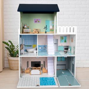 Maison de poupée en bois avec ensemble de meubles pour filles, à assembler, jouet de maison en bois, miniatures de maisons de poupée en bois - Product Image 2