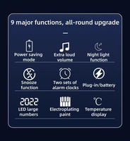 Jam Alarm LED Pintar Symbian Logo Kustom, Layar OLED, Pengisian Daya Nirkabel Cepat, Bel Ganda Super Keras untuk Kamar Tidur, Promo Panas