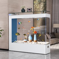 Grand Aquarium Rectangulaire en Verre Ultra-Clair Écologique pour Poissons avec Cloison d'Écran pour Salon