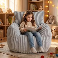 Fauteuil et canapé pouf avec rembourrage en mousse à mémoire de forme, design moderne, tissu en fausse fourrure douce et écologique pour garçons et filles - Chaise de lecture au sol