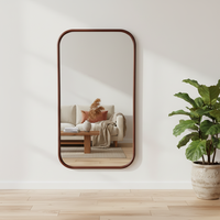 Grand miroir mural moderne en bois massif avec cadre en caoutchouc, 180x100CM, couleur noyer, pour la maison