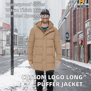 Chaqueta Larga Acolchada de Nylon con Cuello Alto y Logotipo Personalizado, para Invierno, Deportiva, Impermeable, con Tejido Acanalado y Soporte de Alto Impacto - Product Image 2