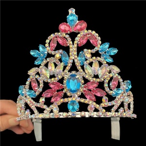4 Inches <strong>Customizable</strong> Princess Tiara Queen Beauty <strong>Crown</strong> Colorful Comb Rhinestone Crystal Pageant <strong>Crowns</strong> - Product Image 1