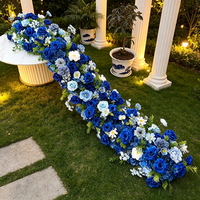 2M Zijden Kunstmatige Rozen Bloemenrij Donkerblauwe Bruiloft Achtergronddecoratie voor Vierkante Boog Frame Bloemstuk