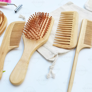 Eco-Friendly Shower <strong>Bamboo</strong>+Silicone Paddle Hair Brush <strong>Set</strong> Customized Size for Thick-Thin-Curly Hair Dry Bathroom <strong>Washing</strong> Case - Product Image 4