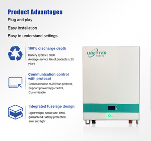 Système de batterie solaire mural 24V 48V 100AH 200AH 5KW 10KW avec onduleur pour système solaire domestique – Stock Afrique et Philippines - Product Image 2