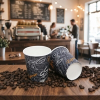Gobelets à café en papier biodégradables et écologiques de 4 oz à 24 oz avec logo personnalisé, à paroi simple, avec couvercle, pour les cafés à emporter