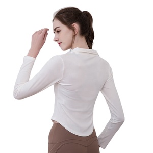 Nueva ropa de Yoga para Fitness, camisetas deportivas de manga larga con solapa para mujer, camiseta ajustada para correr de alta elasticidad - Product Image 4