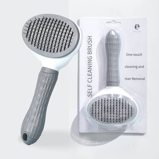 Wholesale One-touch Hair Removal Brush Pet Grooming Comb Self Cleaning Slicker Brush for Dogs and Cats