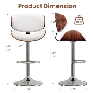 Silla <span class=keywords><strong>de</strong></span> Bar <span class=keywords><strong>de</strong></span> Cuero Sintético, Estilo Rústico, Directo <span class=keywords><strong>de</strong></span> Fábrica, Personalizable, Base <span class=keywords><strong>de</strong></span> Acero, Taburete Giratorio con Altura Ajustable - Product Image 6