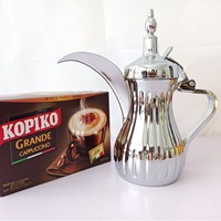 Botol termos termal dengan tutup, Pot kopi Arab mewah, termos vakum emas, melayani panas dengan tutup