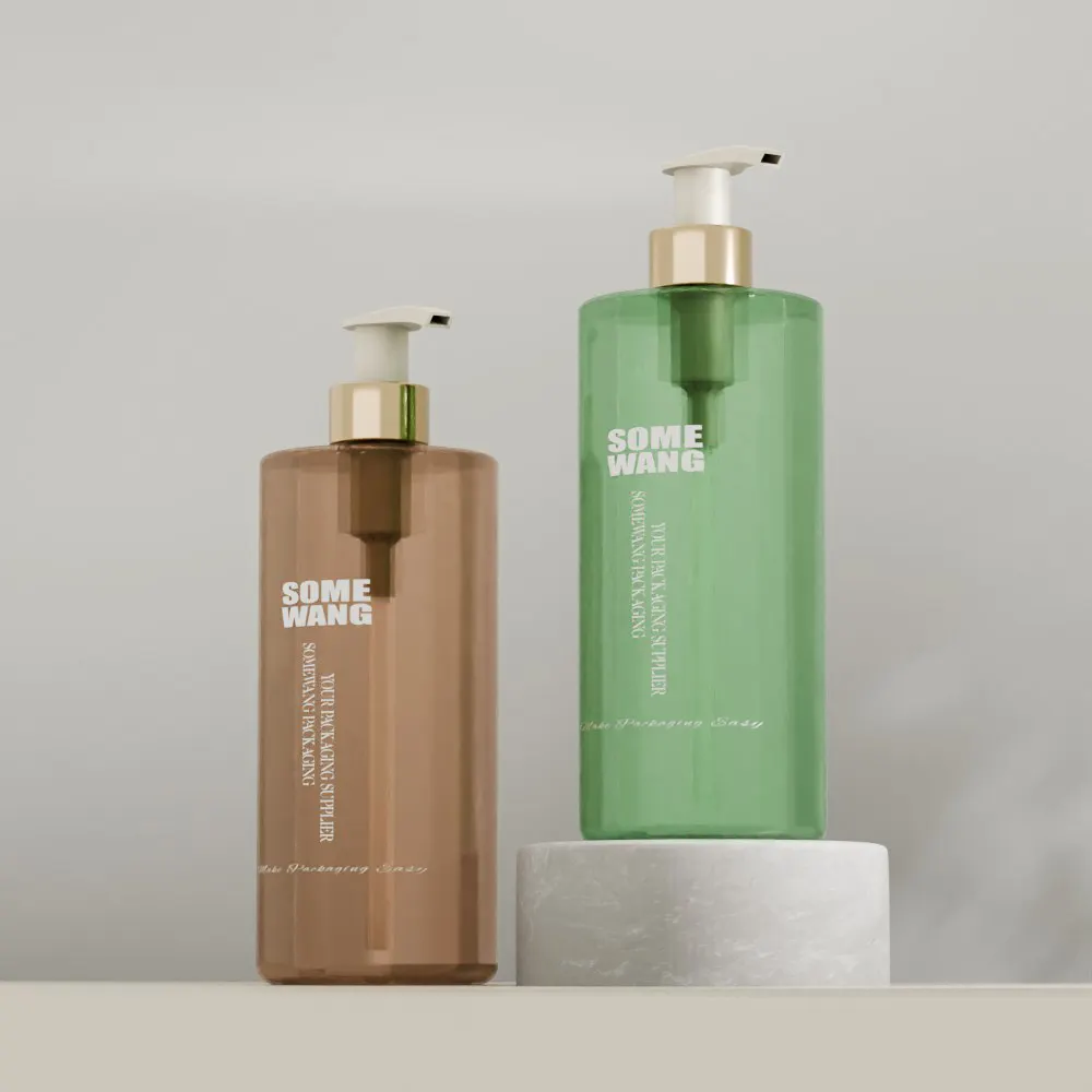 Bouteille de shampoing en plastique PET de 1000ml Bouteilles d'eau avec pompe Pulvérisateur Surface sérigraphiée pour les soins personnels