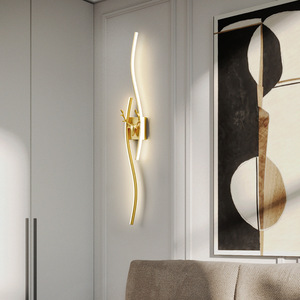 Black Gold Modern Luxury Bedroom Wall Lamp Bedside Light Curve Long Interior <b>Bed</b> Decorative - Product Image 2