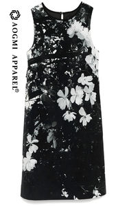 Abito <span class=keywords><strong>Midi</strong></span> Slim <span class=keywords><strong>a</strong></span> <span class=keywords><strong>fiori</strong></span> senza maniche con girocollo in seta/cotone/pizzo vestito estivo Casual - Product Image 2