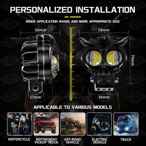 HAIZG 2023 Wholesale Car Spot Lights Owl Design Low High Beam Motorcycle <strong>LED</strong> <strong>Headlight</strong> - Product Image 3