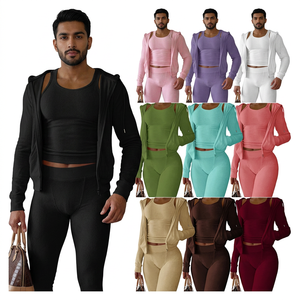 <b>Men's</b> 100% Cotton Breathable Quick Dry High Street Vintage Fleece Hoodie Set Zipper Pocket Crop Top <b>Jacket</b> <b>Velvet</b> Hoodies - Product Image 1