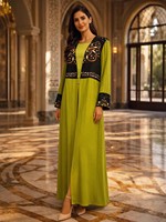Kaftan de luxe brodé pour femme, robe longue arabe, jalabiya, caftan marocain, ensemble abaya de fête musulmane islamique de Dubaï et d'Arabie Saoudite