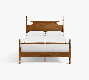 French <b>White</b> Carved Four-Poster <b>Bed</b>, Retro Relief Headboard Solid <b>Wood</b> Princess <b>Bed</b> for Luxury Master Bedroom - Product Image 1