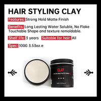 Crème coiffante biologique personnalisée de marque privée pour hommes Pommade ondulée haute capacité fixation forte cire naturelle pour cheveux cire d'abeille argile