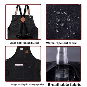 Wholesale Thickened Cotton Bib Apron Cross-Border Use Home Kitchen Milk Tea Shop Cleaning <b>Denim</b> <b>Material</b> for Foreign Trade - Product Image 2