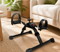 Vélo d'exercice de bureau avec écran LCD - Mini vélo pliable en acier allié pour l'entraînement des bras et des jambes - Équipement de fitness à domicile