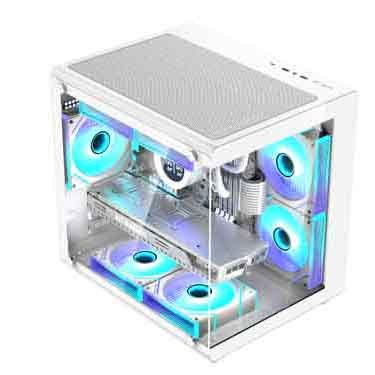 LY Oem Odm Seaview 2 Glass View Cube Mini Computer Case Double-Sided Glass Panel Atx Gaming PC Case Cube Full Gaming MAtx Case