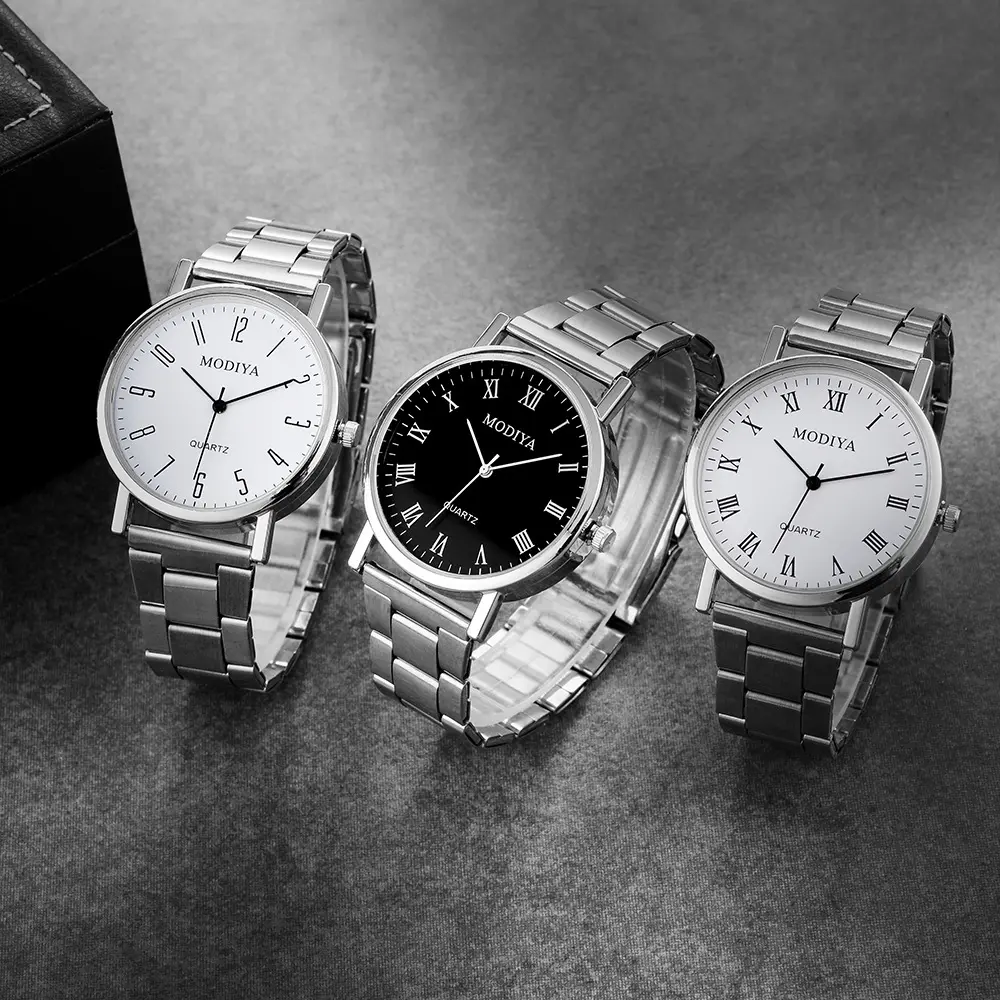 Relógio de pulso de quartzo luxuoso de metal para homens, relógio barato da moda, relógio de negócios