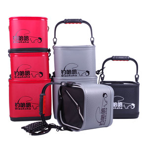 Diaohaha EVA <b>Folding</b> Fishing <b>Bucket</b> 20cm Thickened Bottom With Rope Live Fish Storage Tackle Bag Multi Purpose Unisex - Product Image 2