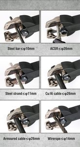 Coupe-câble <span class=keywords><strong>hydraulique</strong></span> sans fil PZ-26C 50kN 18V 2.0Ah, coupe maximale 26mm, pour câbles ACSR, cuivre/aluminium, câbles en acier, cordes métalliques et barres d'armature - Product Image 2