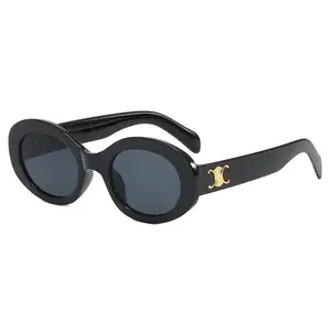 Oem Китай оптовая продажа пластиковые солнцезащитные очки овальные ретро солнцезащитные очки оптом модные роскошные солнцезащитные очки