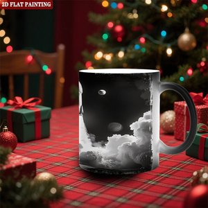 Mug à sublimation personnalisé avec photo artistique, noir givré, 11 oz, céramique, tasse magique activée par la chaleur - Product Image 2