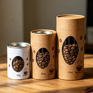 Tube en papier personnalisé de haute qualité avec fenêtre, étiquette privée, cylindre à café, conteneur à couvercle facile à ouvrir - Product Image 4