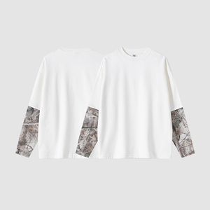 2025 модная Винтажная футболка с длинными рукавами и принтом в виде цветного блока - Product Image 4