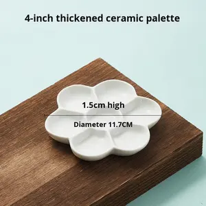 Paletas de Cerámica con Diseño de Flor de Ciruelo para Pintura, Bandejas de Pintura para Gouache, Platos para Tinta, Mezcla de Colores, Variedad de Diseños de Flor de Ciruelo - Product Image 6
