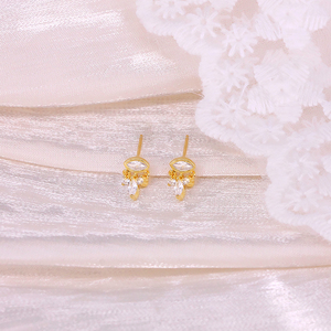 Boucles d'oreilles clous ROXI S925 en argent sterling, double rondes, zircon œil de cheval, plaqué or 18 carats, pour fiançailles et mariage, tendance - Product Image 4