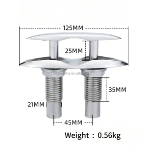 Borne d'amarrage escamotable à <span class=keywords><strong>double</strong></span> goujon en acier inoxydable 316 pour usage léger, à encastrer, pour pont de yacht, matériel de cordage - Product Image 2