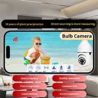 Ev Kullanımı İçin 360 Derece Ampul İzleme Kamerası Ücretsiz Kurulum Taşınabilir Tam Renkli Gece Görüşlü İç Mekan Akıllı Kamera E27