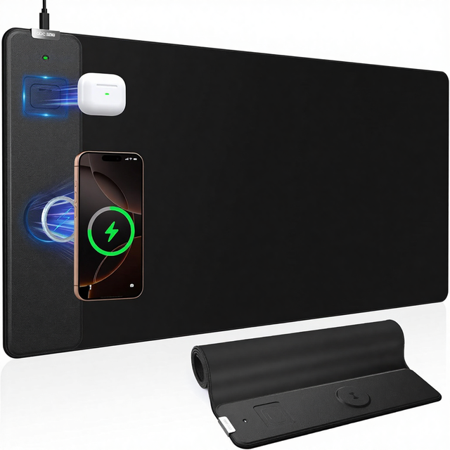 Mouse Pad Magnetic Wireless Charger 15W Fast Charging 31.5x15.8 Inches Non-Slip Base Waterproof Ultra-Smooth