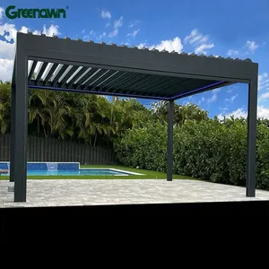 Tuingebouw Terrance Cover Outdoor Pergola Aluminium Tuinhuisje Kits Met Led Licht