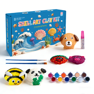 Kit de pâte à modeler auto-séchante Shell Art DIY |   Ensemble d'activités créatives non toxiques pour enfants, pour la peinture et la décoration, jouet éducatif, cadeau de vacances, vente en gros - Product Image 1