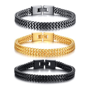 Trendy Punk Hip hop Franco jewelry stainless steel Double Layer keel Wheat chain bracelet