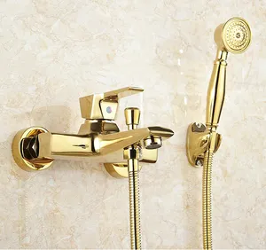 滑杆淋浴装置淋浴喷头和淋浴软管金色，带Abs陶瓷电镀现代当代抛光3-5年
