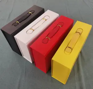 37X27X11Cm Unieke Aandenken Koffer Pu Lederen Handvat Op Maat Opvouwbare Kartonnen Luxe Verpakking Geschenkdoos Met Magnetisch Deksel