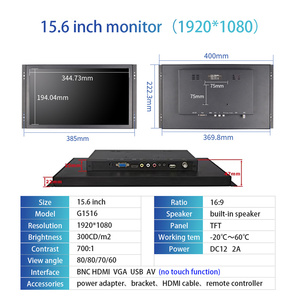 Zhixianda 15.6 inch mở khung màn hình 1920*1080 cảm ứng điện dung màn hình LCD Công nghiệp hiển thị với HD-MI VGA USB BNC AV - Product Image 6