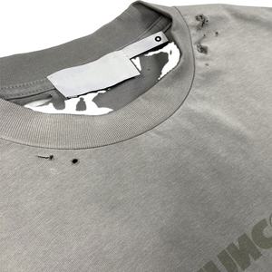 Camisetas de punto transpirables, casuales y holgadas para mujer, de verano, de tejido grueso, teñidas con efecto vintage y desgastado, al por mayor. - Product Image 4