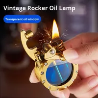 Briquet à kérosène vintage en métal transparent à levier, coupe-vent, collection minimaliste avec logo, cadeau créatif, TikTok Business